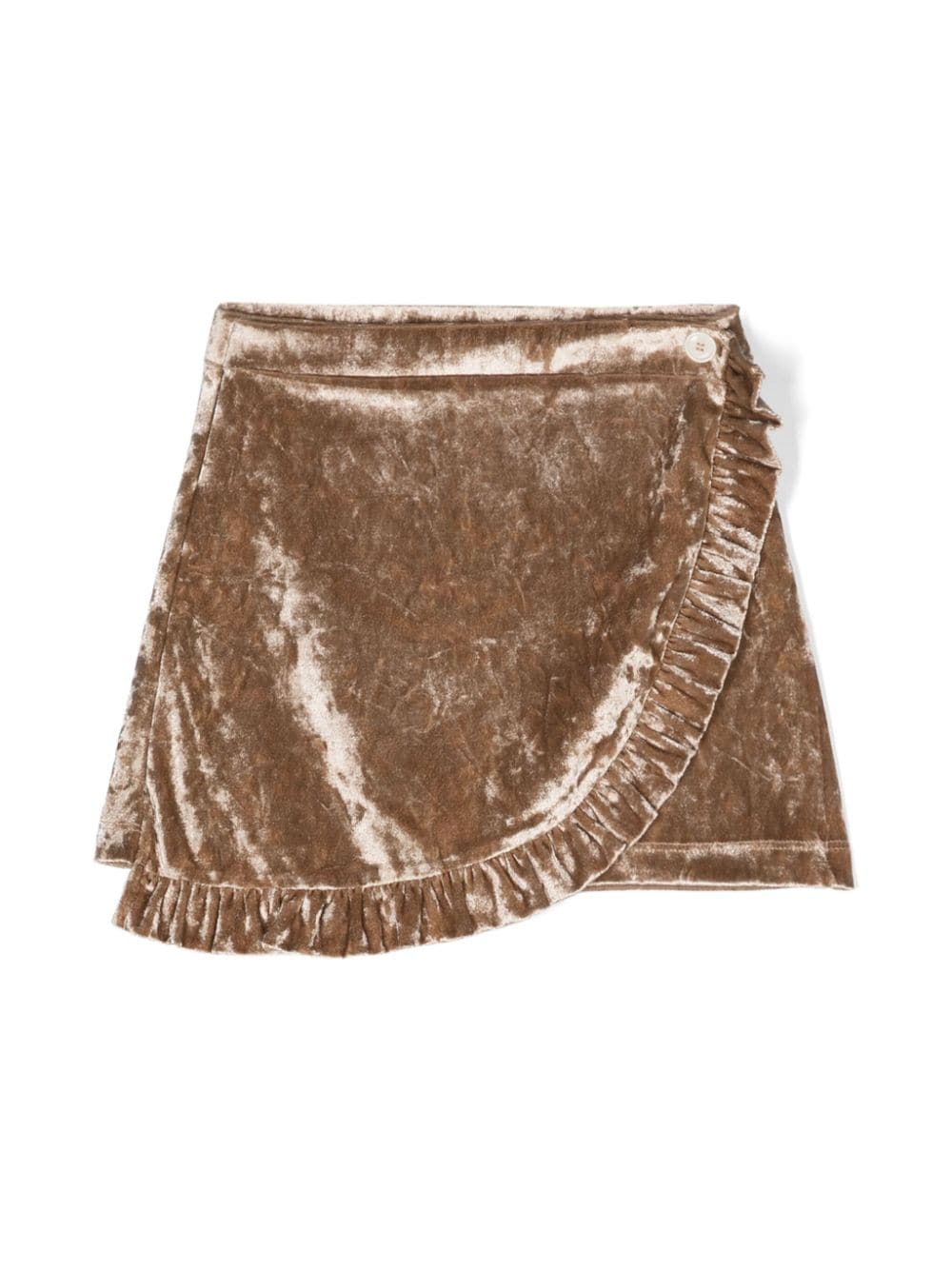 There Was One Kids ruffled crushed velvet wrap skirt - Neutrals von There Was One Kids