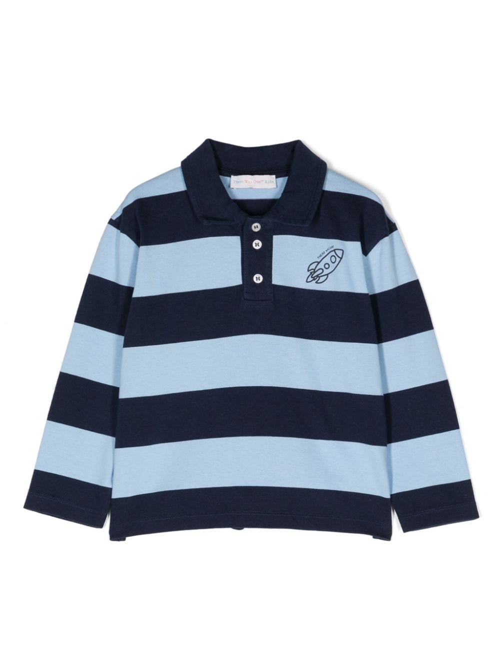 There Was One Kids striped long-sleeved polo shirt - Blue von There Was One Kids