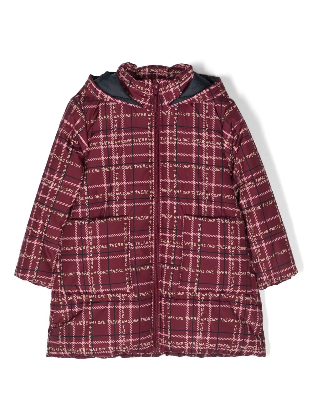 There Was One Kids tartan-print padded hooded jacket - Red von There Was One Kids