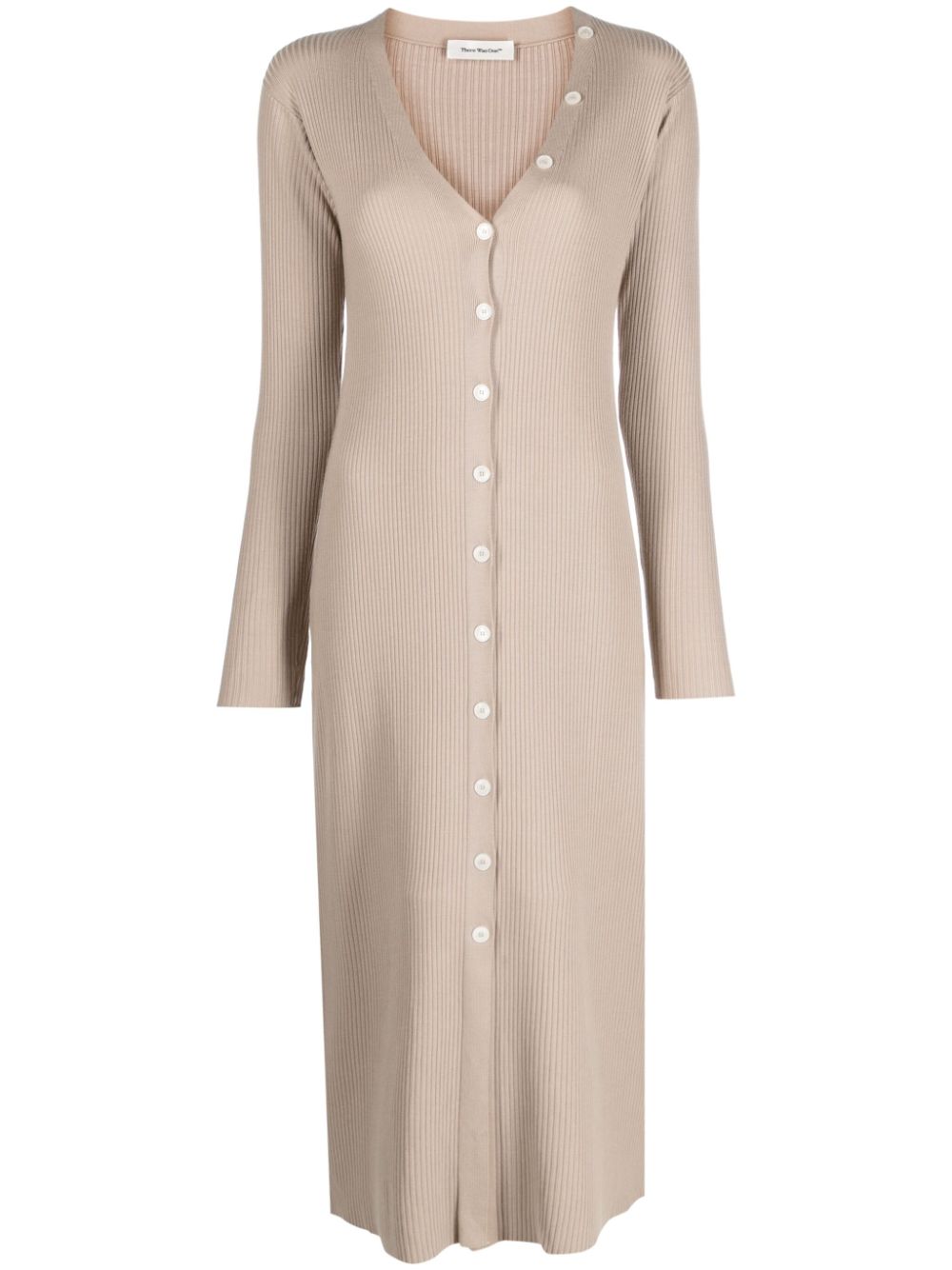 There Was One button-up ribbed-knit dress - Neutrals von There Was One