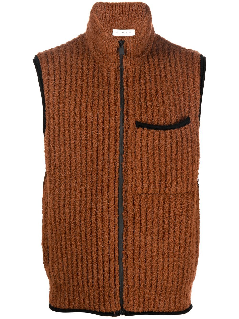 There Was One high-neck ribbed bouclé zip-up vest - Brown von There Was One
