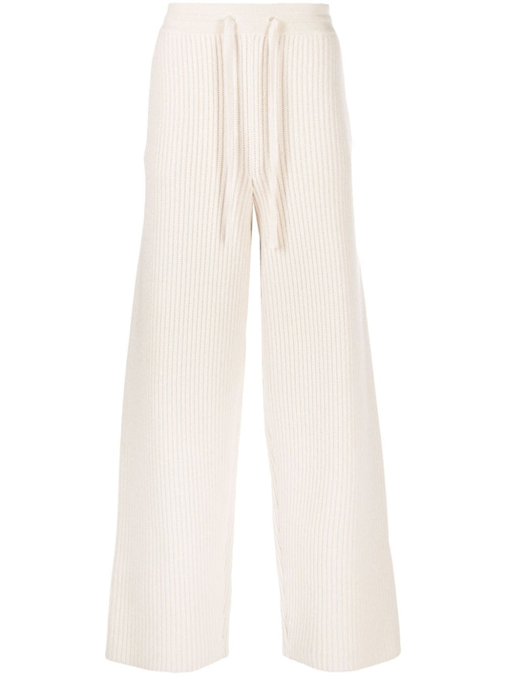 There Was One drawstring ribbed-knit track pants - Neutrals