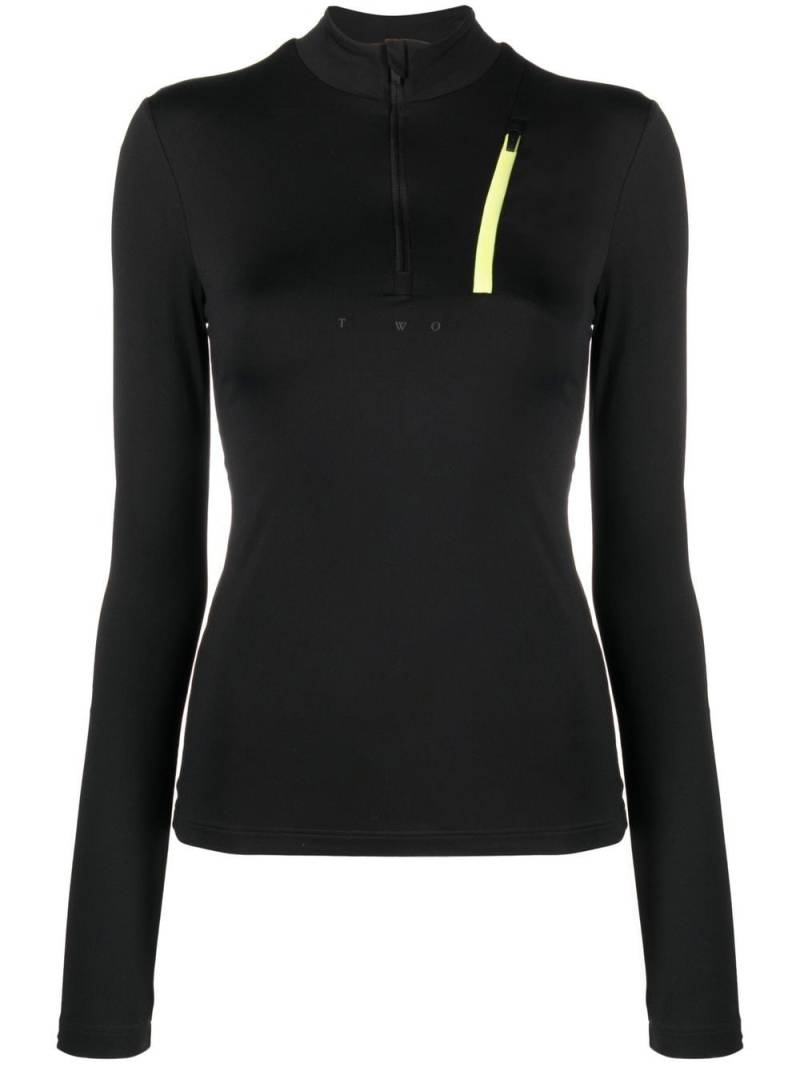 There Was One long-sleeved half-zip mid layer top - Black von There Was One