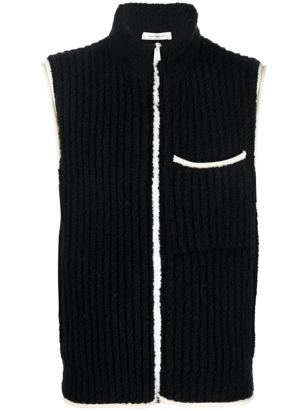 There Was One high-neck ribbed bouclé zip-up vest - Blue von There Was One