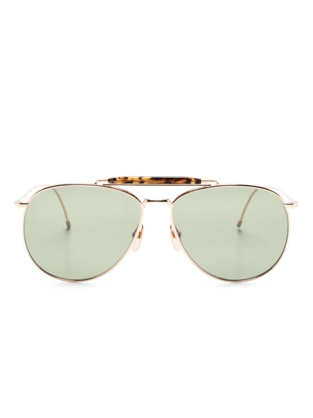 Thom Browne Eyewear tortoiseshell-detailed pilot-frame sunglasses - Gold von Thom Browne Eyewear