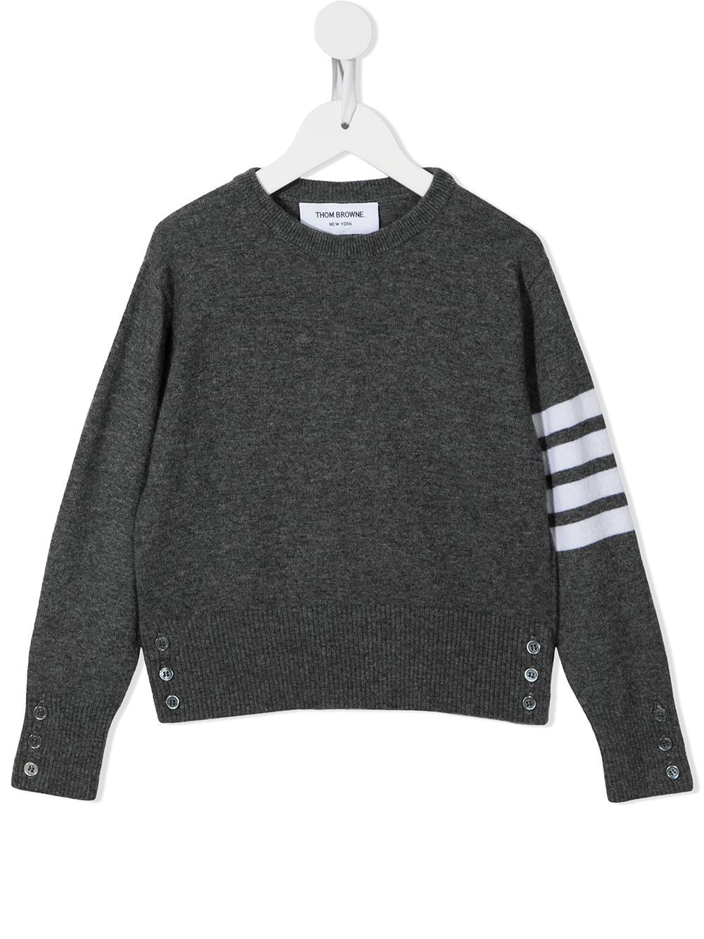 Thom Browne Kids 4-Bar crew neck cashmere jumper - Grey von Thom Browne Kids