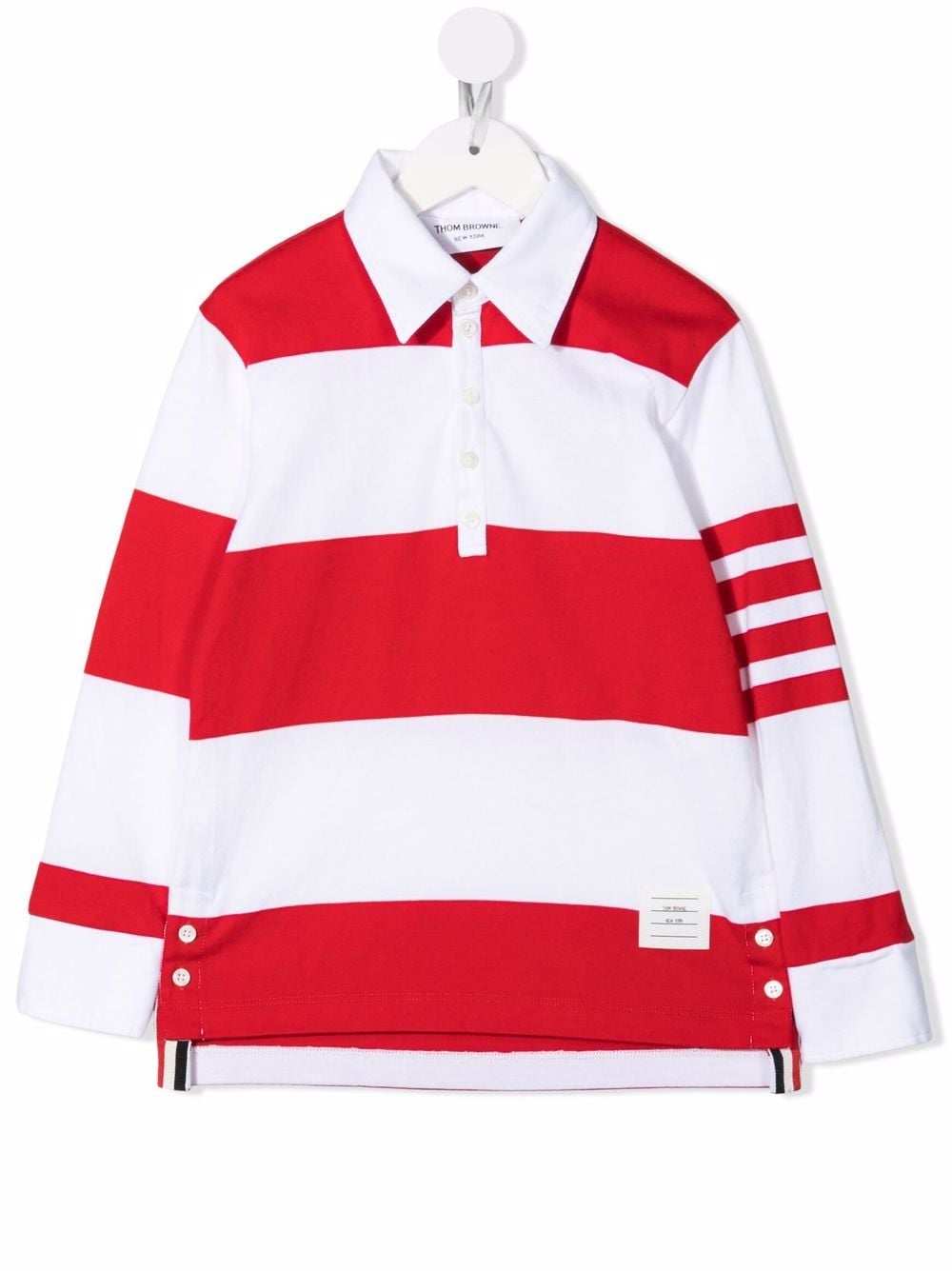 Thom Browne Kids 4-Bar stripe polo shirt - Red von Thom Browne Kids