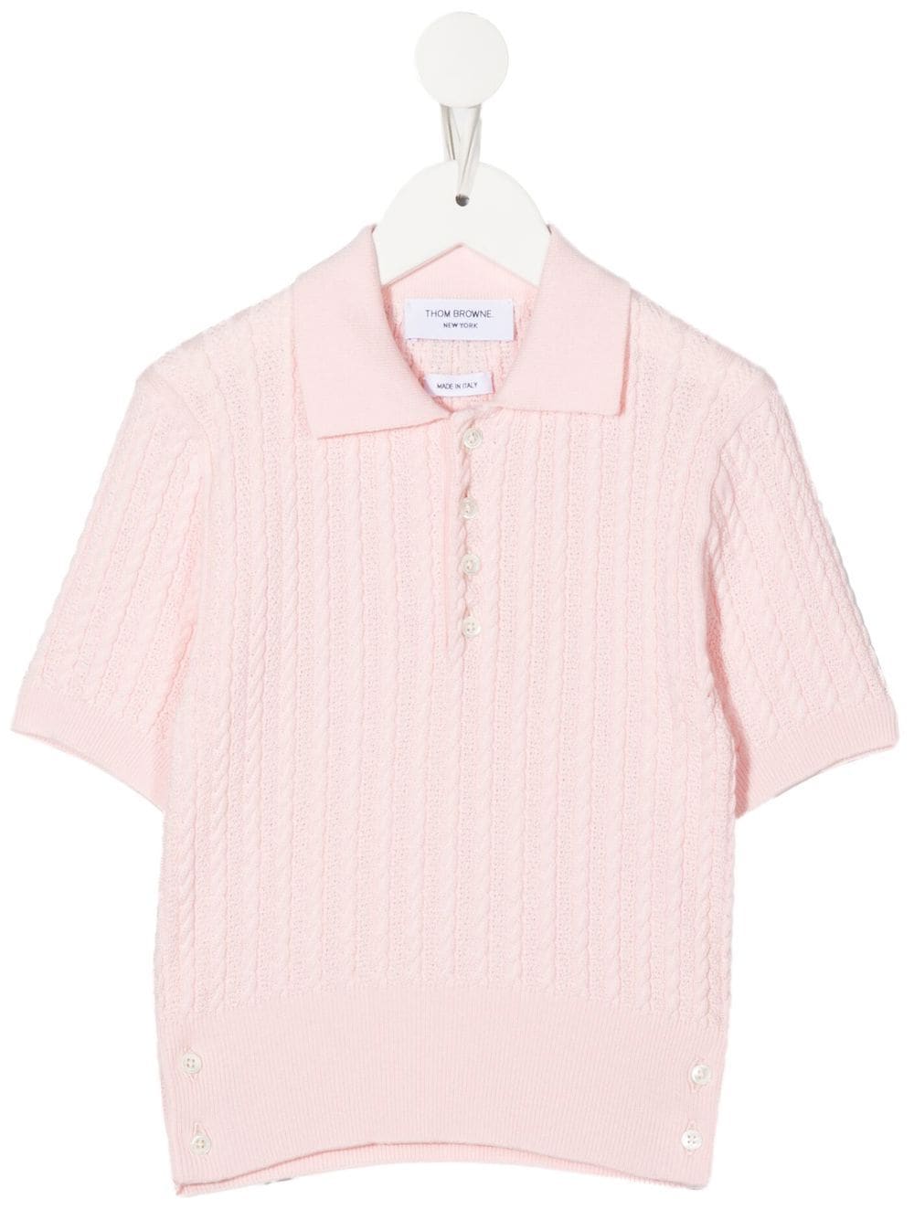 Thom Browne Kids cable-knit polo shirt - Pink von Thom Browne Kids