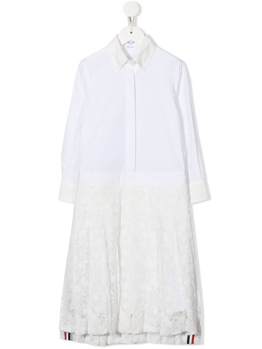 Thom Browne Kids lace-detail shirt dress - White von Thom Browne Kids