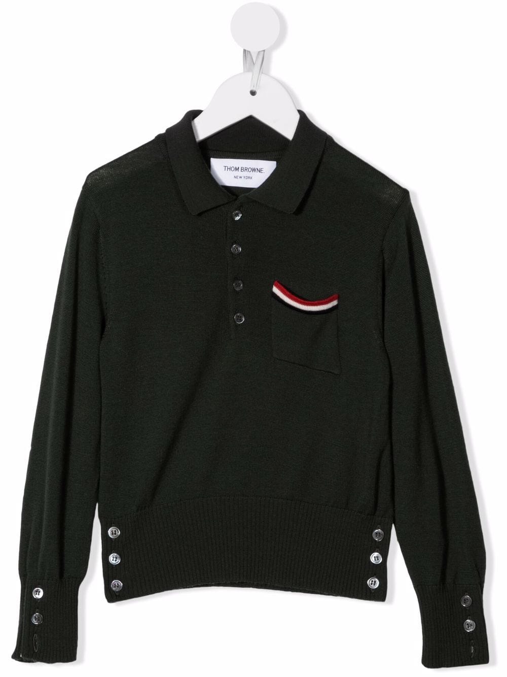Thom Browne Kids long-sleeve knitted polo top - Green von Thom Browne Kids