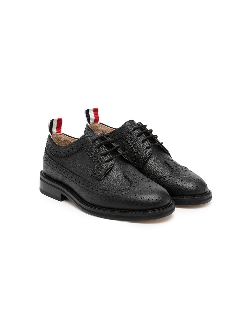 Thom Browne Kids pebbled classic longwing brogues - Black von Thom Browne Kids