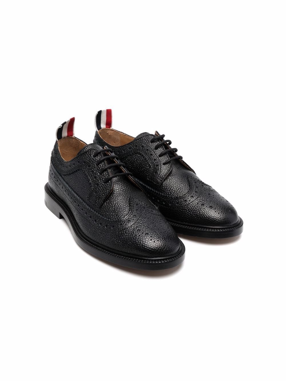 Thom Browne Kids pebbled-leather lace-up brogues - Black von Thom Browne Kids