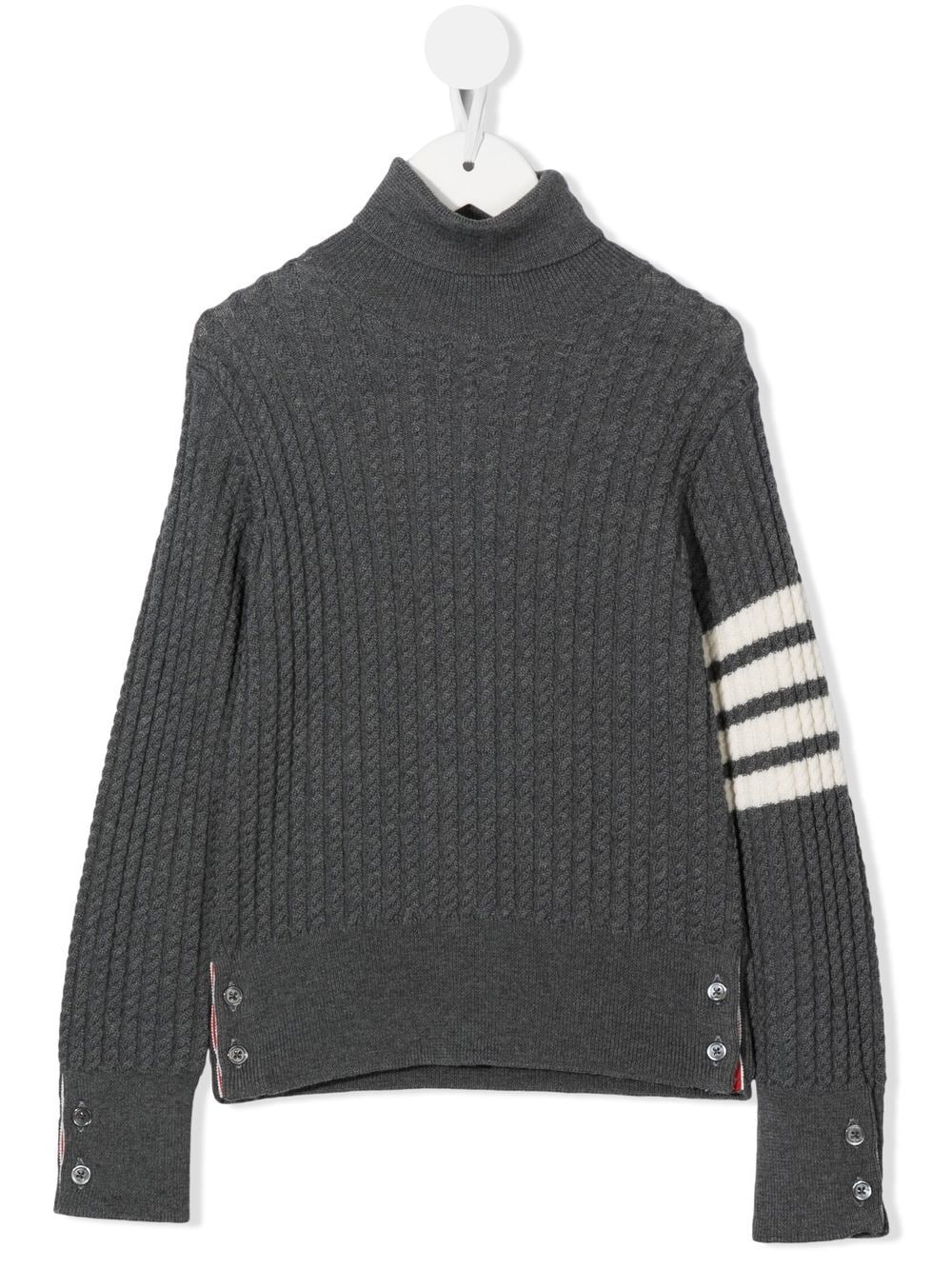 Thom Browne Kids stripe-detail roll neck sweater - Grey von Thom Browne Kids