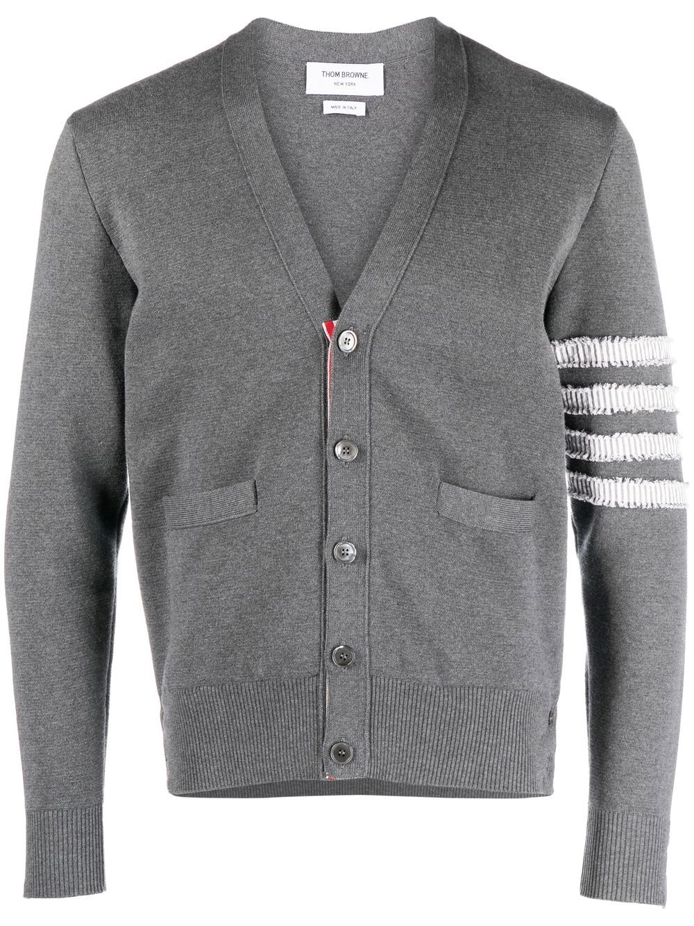 Thom Browne 4-Bar Stripe V-neck cardigan - Grey von Thom Browne