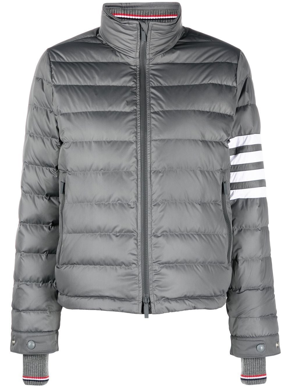 Thom Browne 4-Bar Stripe-intarsia funnel-neck ski jacket - Grey von Thom Browne