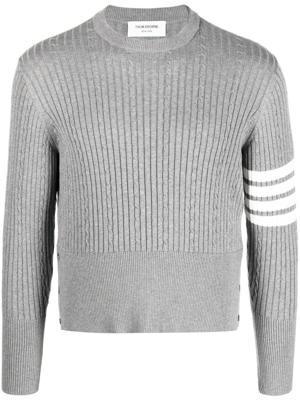 Thom Browne 4-Bar cable-knit ribbed jumper - Grey von Thom Browne