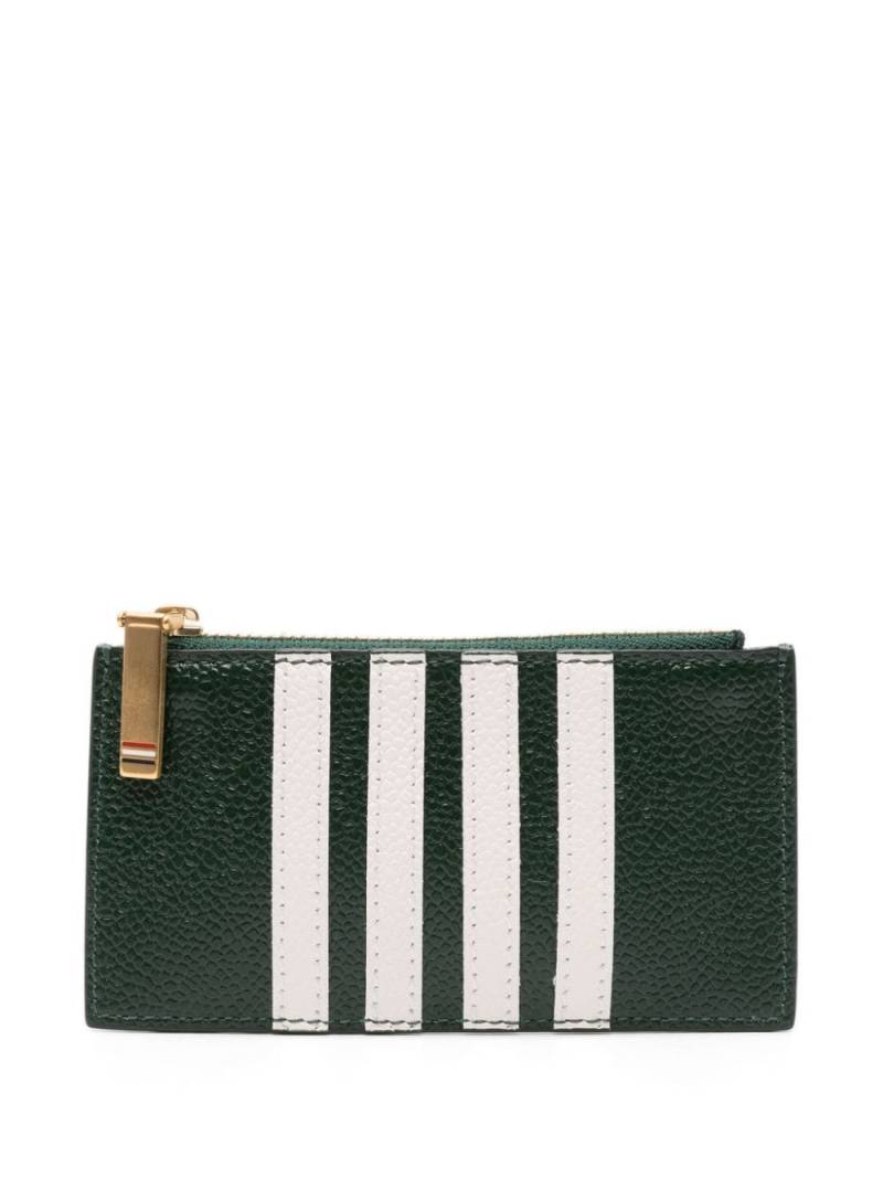 Thom Browne 4-Bar calf leather cardholder - Green von Thom Browne