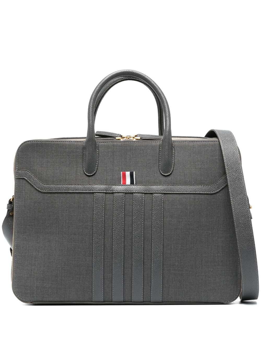Thom Browne 4-Bar double-compartment briefcase - Grey von Thom Browne