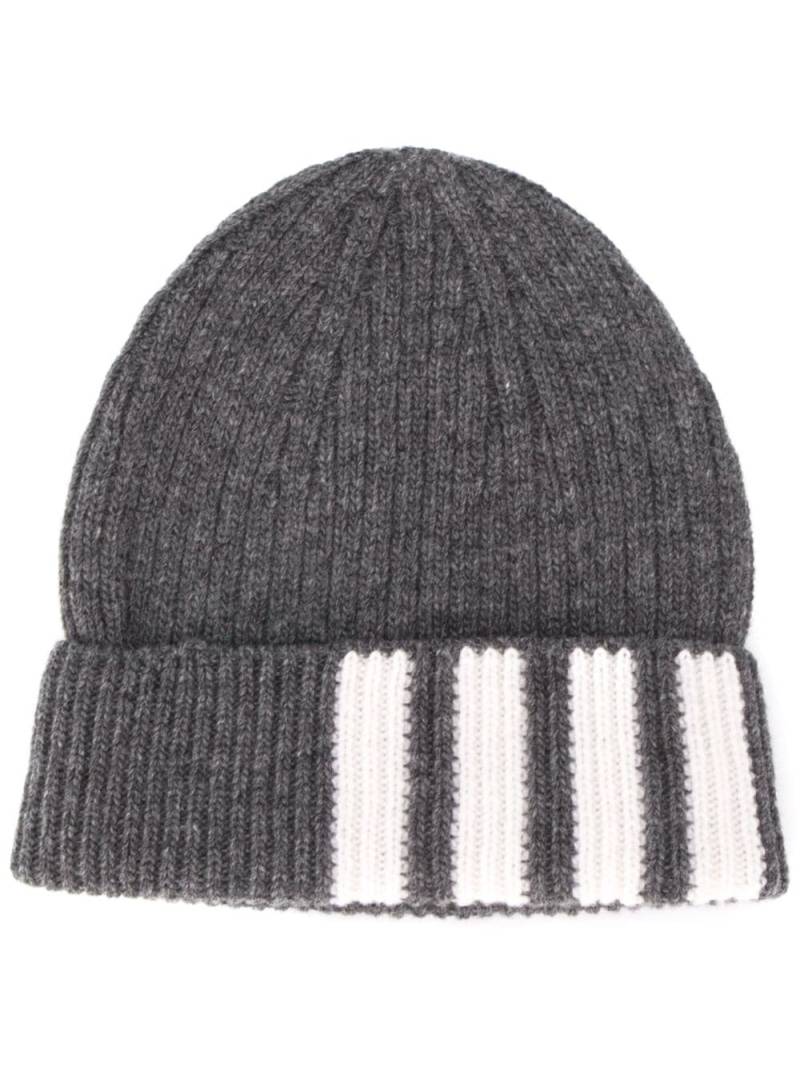 Thom Browne 4-Bar knitted beanie - Grey von Thom Browne