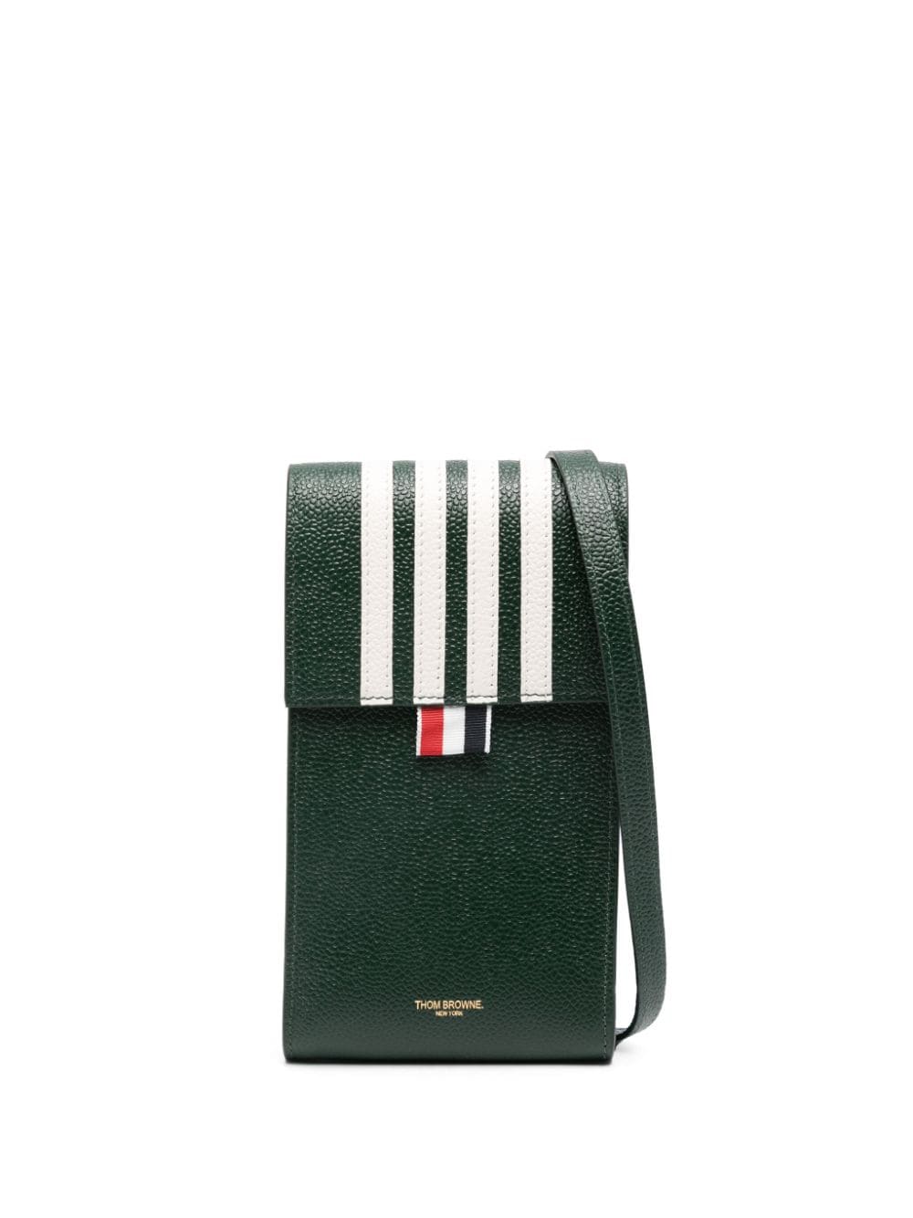 Thom Browne 4-Bar leather phone holder - Green von Thom Browne