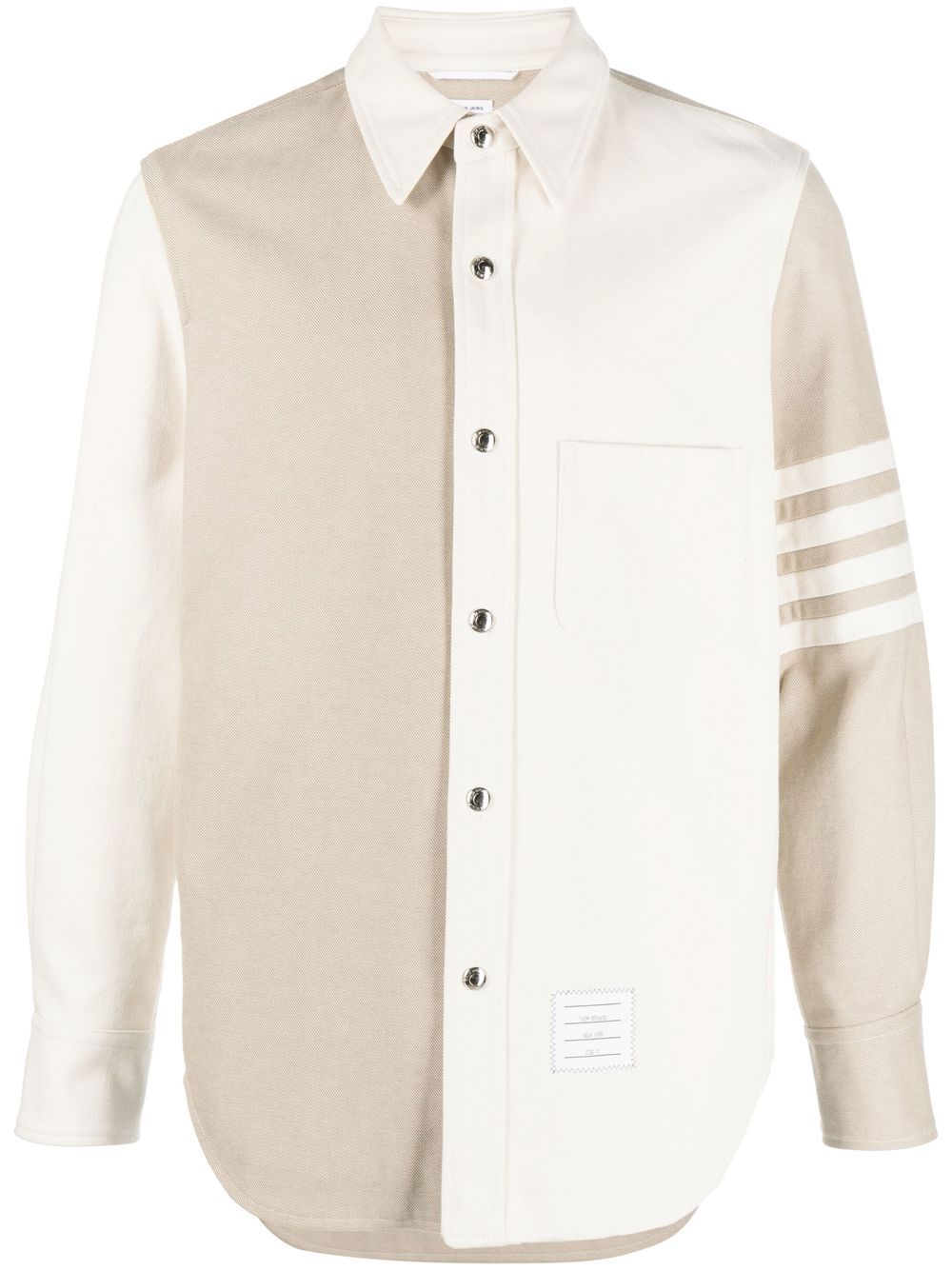 Thom Browne 4-Bar patchwork denim shirt - Neutrals von Thom Browne