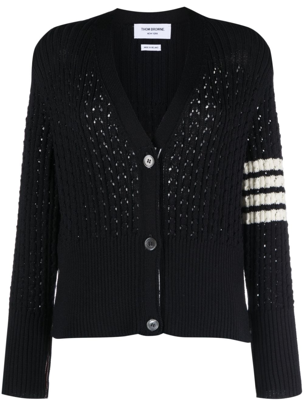 Thom Browne 4-Bar pointelle-knit virgin-wool cardigan - Blue von Thom Browne