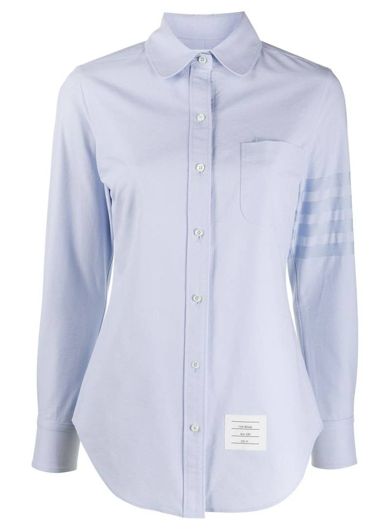 Thom Browne 4-Bar round collar Oxford shirt - Blue von Thom Browne