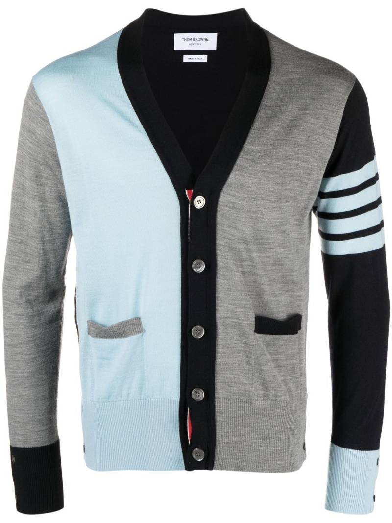 Thom Browne 4-Bar stripe V-neck cardigan - Blue von Thom Browne