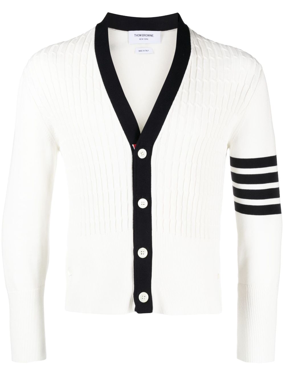 Thom Browne 4-Bar stripe cotton cardigan - White von Thom Browne