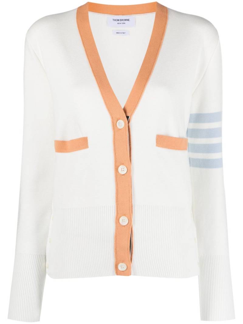 Thom Browne 4-Bar-stripe cotton cardigan - White von Thom Browne