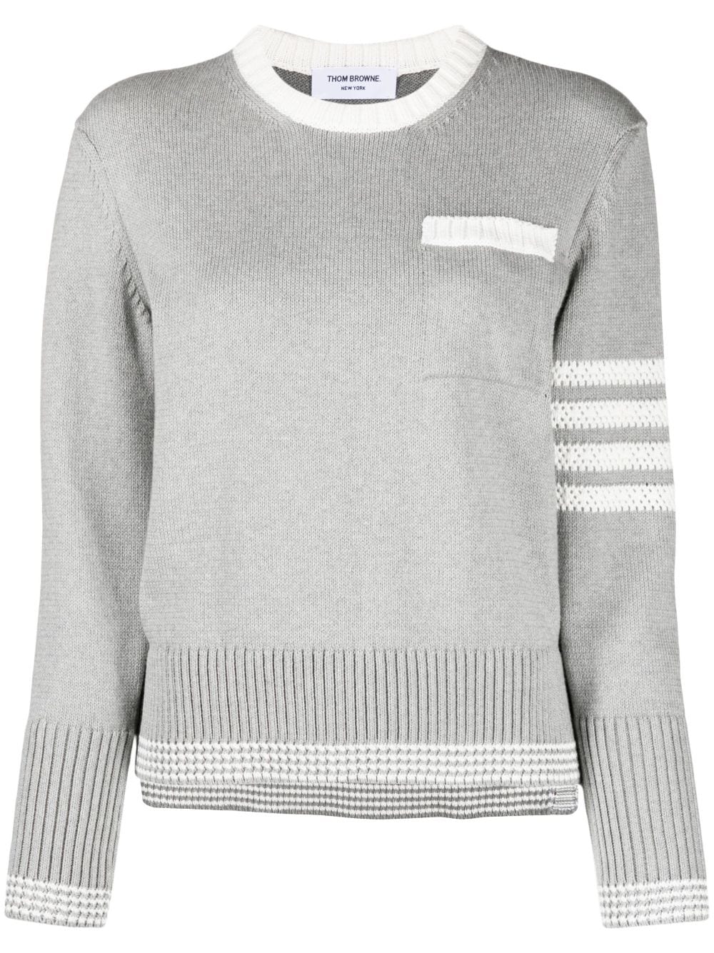 Thom Browne 4-Bar stripe cotton jumper - Grey von Thom Browne