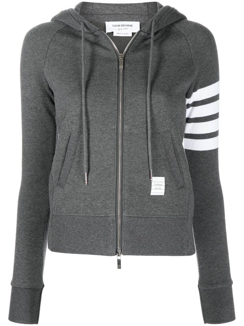 Thom Browne 4-Bar stripe zip-fastening hoodie - Grey von Thom Browne