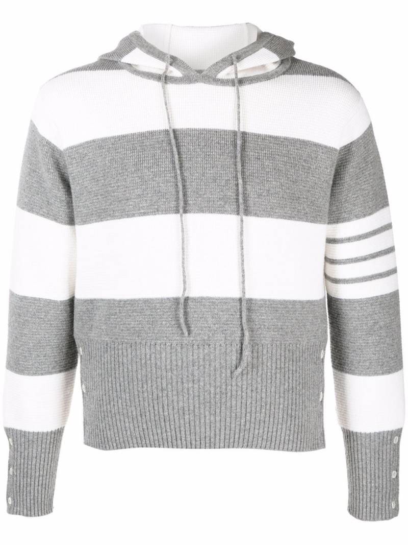 Thom Browne 4-Bar striped hoodie - Grey von Thom Browne