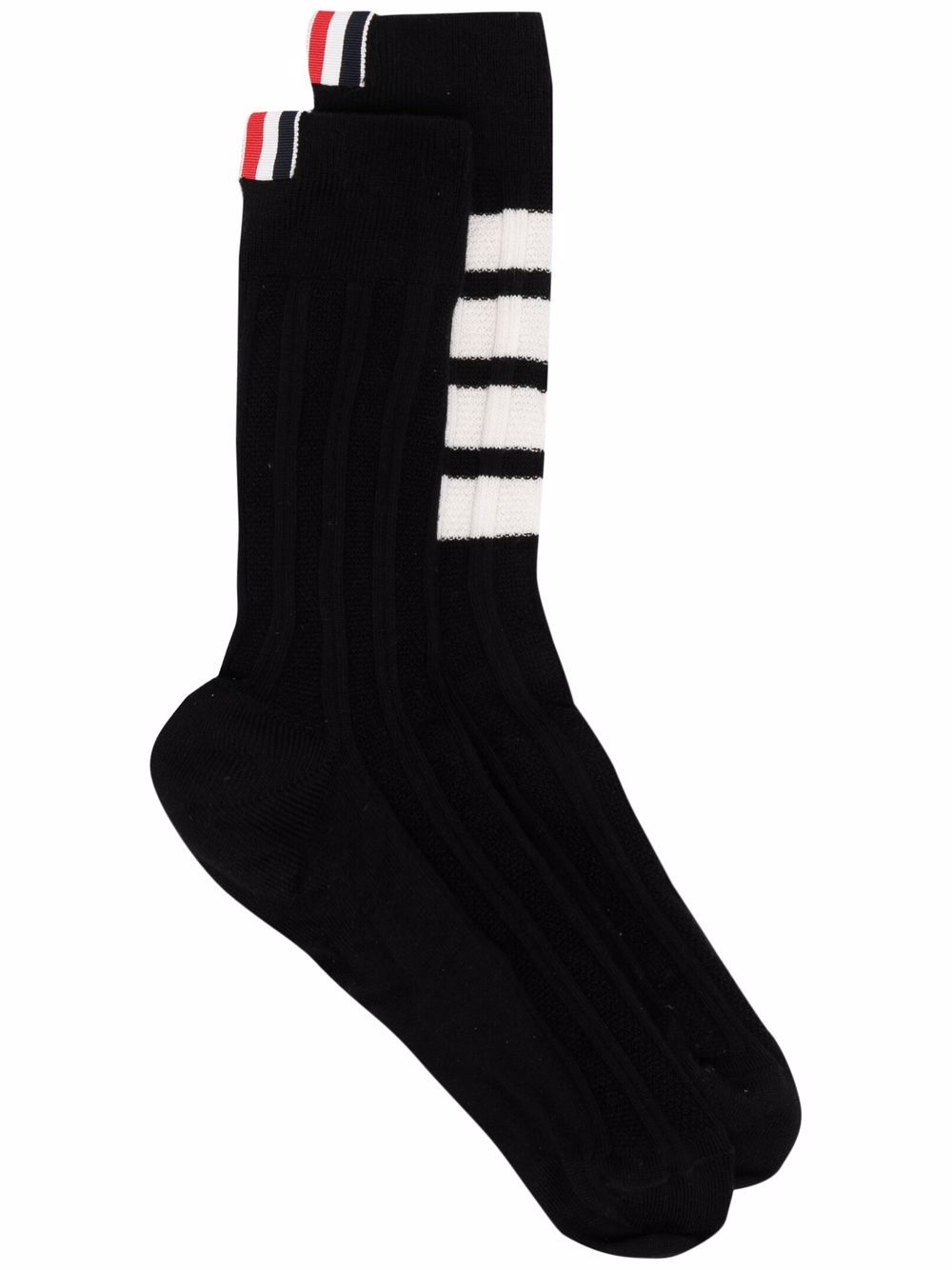 Thom Browne 4-Bar striped socks - Black von Thom Browne