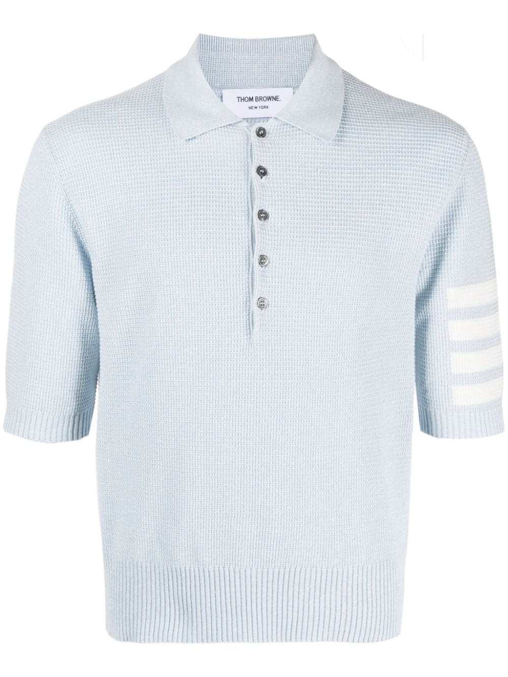 Thom Browne 4-Bar waffle-knit polo shirt - Blue von Thom Browne