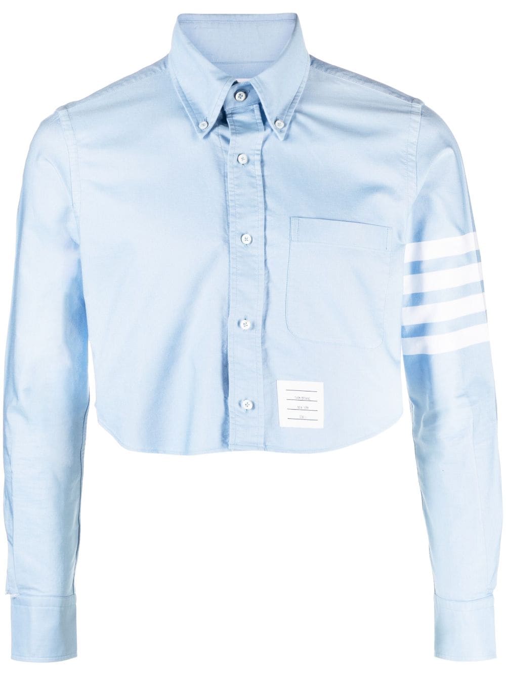 Thom Browne 4-bar stripe cropped cotton shirt - Blue von Thom Browne