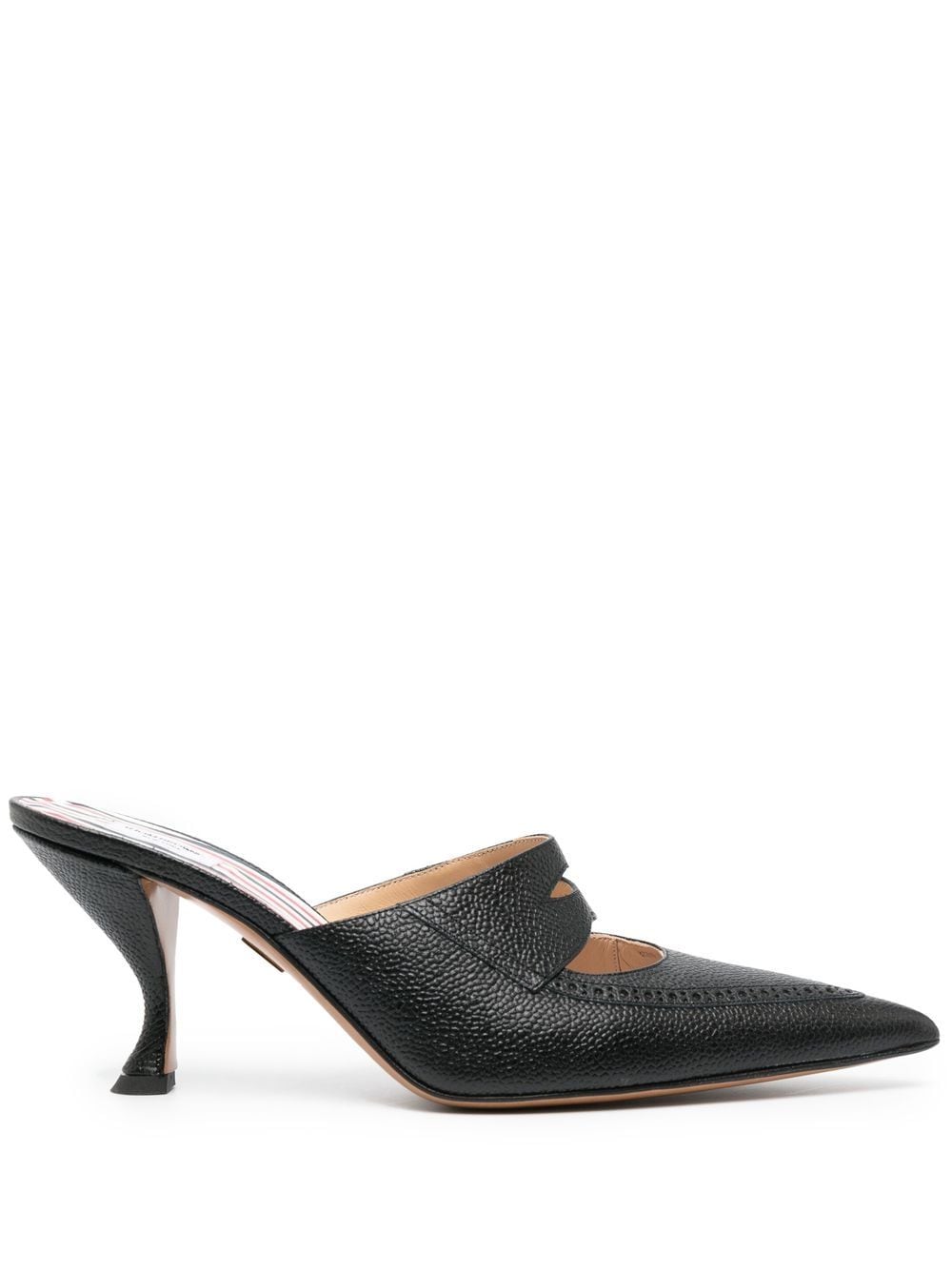 Thom Browne 75mm cut-out leather mules - Black von Thom Browne