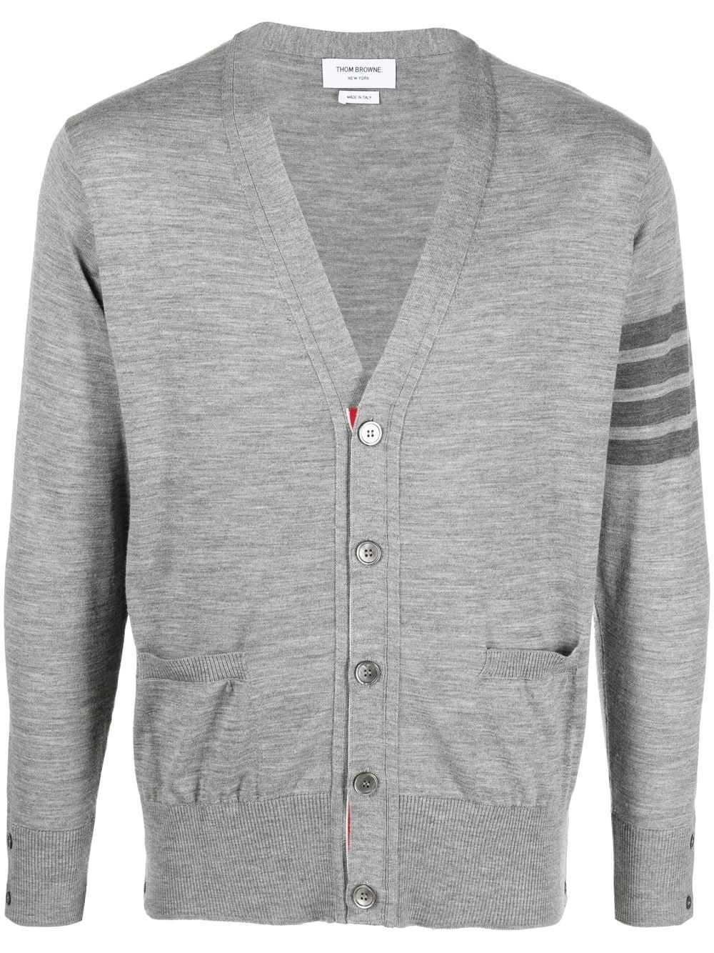 Thom Browne 4-Bar V-neck cardigan - Grey von Thom Browne