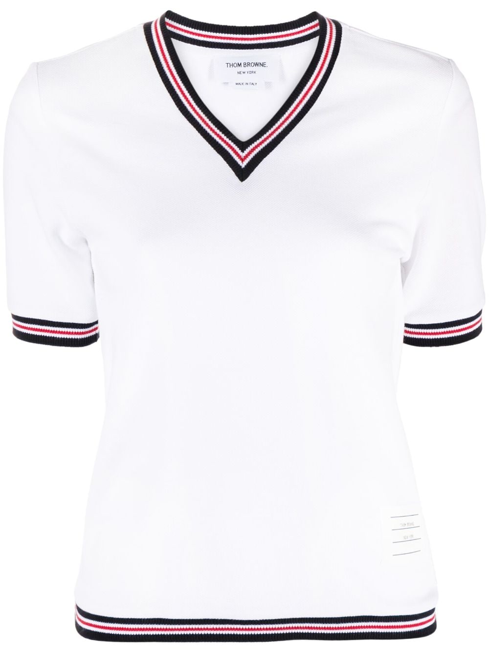Thom Browne Cricket stripe v-neck T-shirt - White von Thom Browne