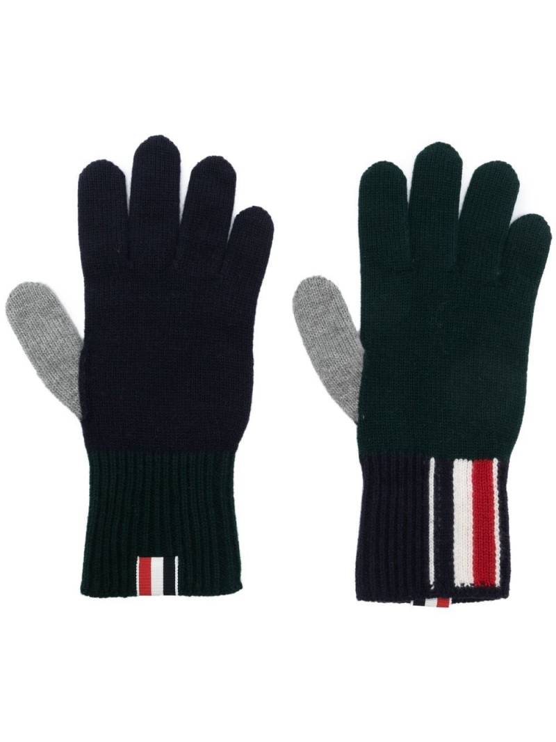 Thom Browne Fun Mix intarsia-knit logo wool gloves - Green von Thom Browne