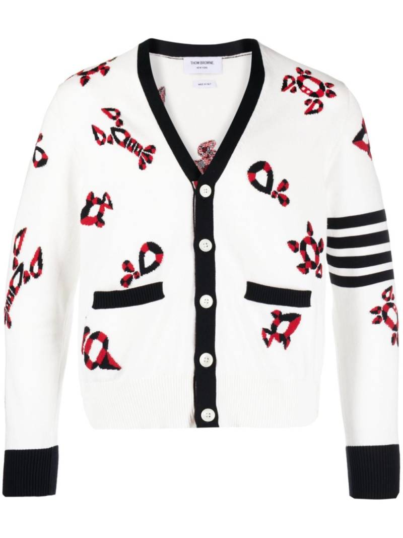 Thom Browne Gem Icons intarsia cotton cardigan - White von Thom Browne