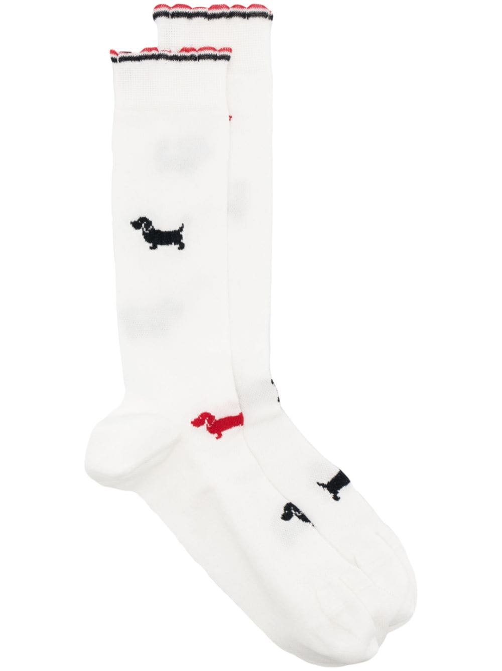 Thom Browne Hector-motif calf-length socks - White von Thom Browne