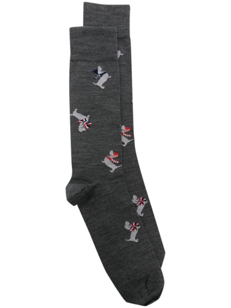 Thom Browne Hector-motif jacquard socks - Grey von Thom Browne