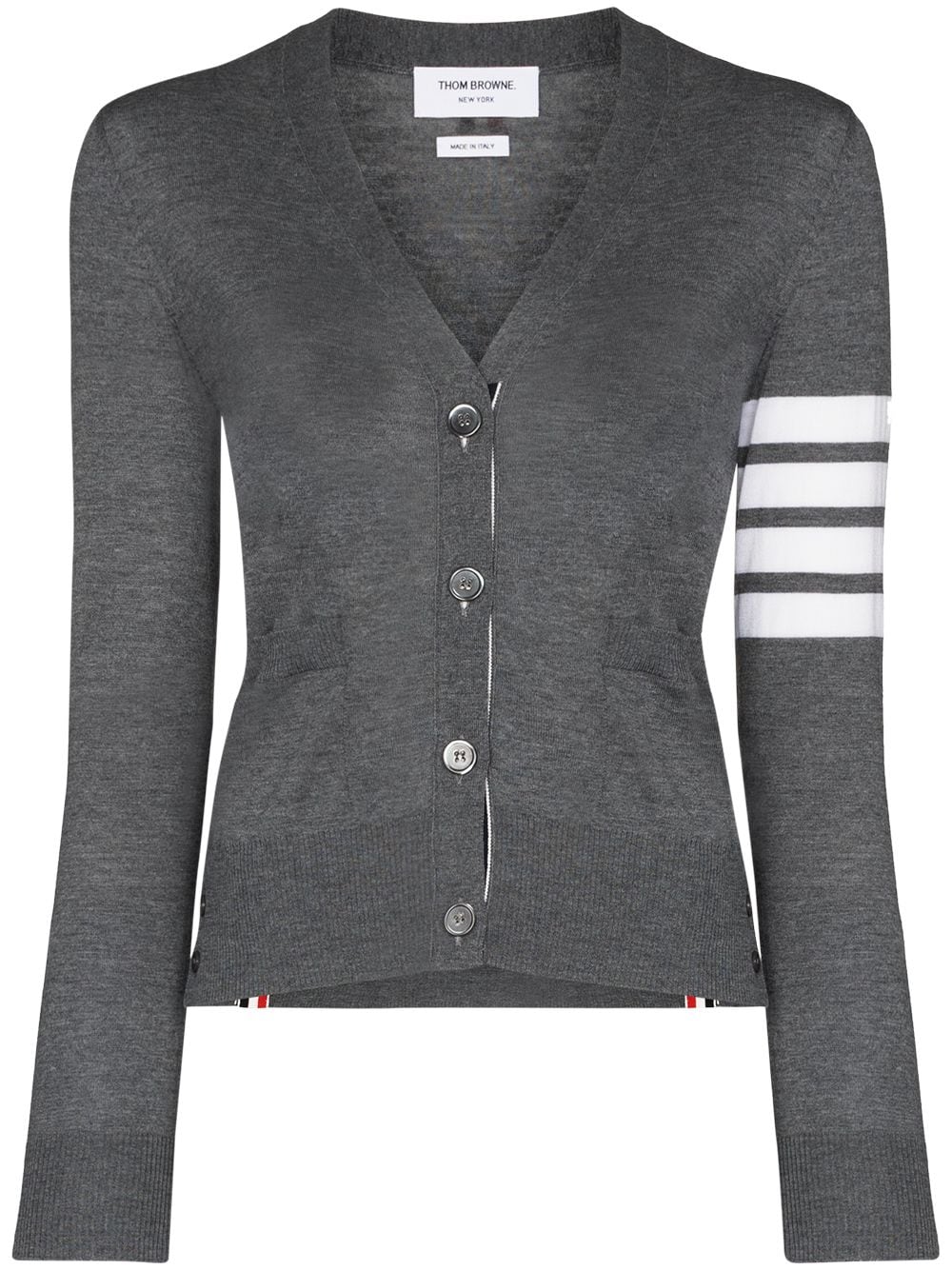 Thom Browne Milano Stitch V-Neck Merino Cardigan - Grey von Thom Browne