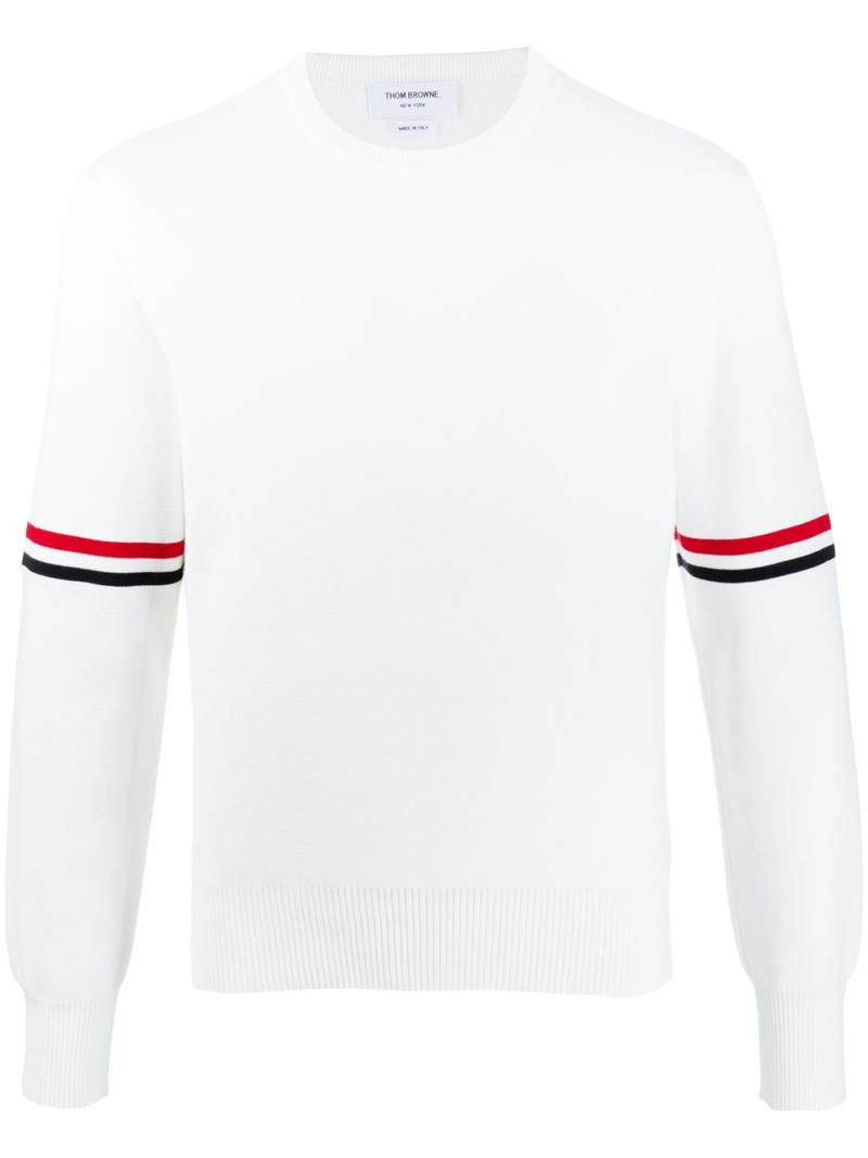 Thom Browne Milano stitch stripe armband jumper - White von Thom Browne