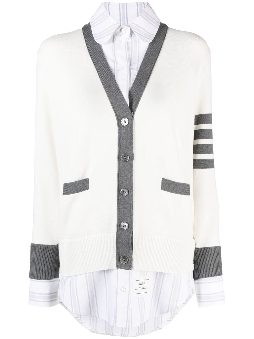 Thom Browne Milano-stitch oxford shirt cardigan combo - White von Thom Browne