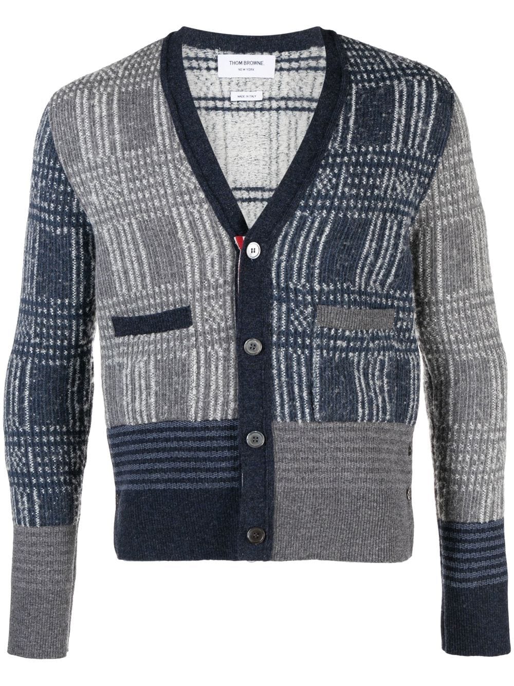 Thom Browne Pow check jacquard V-neck cardigan - Blue von Thom Browne