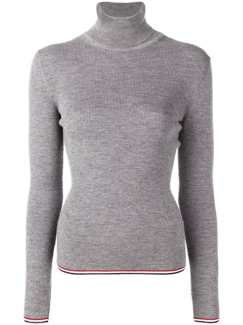 Thom Browne RWB tipping stripe merino turtleneck jumper - Grey von Thom Browne