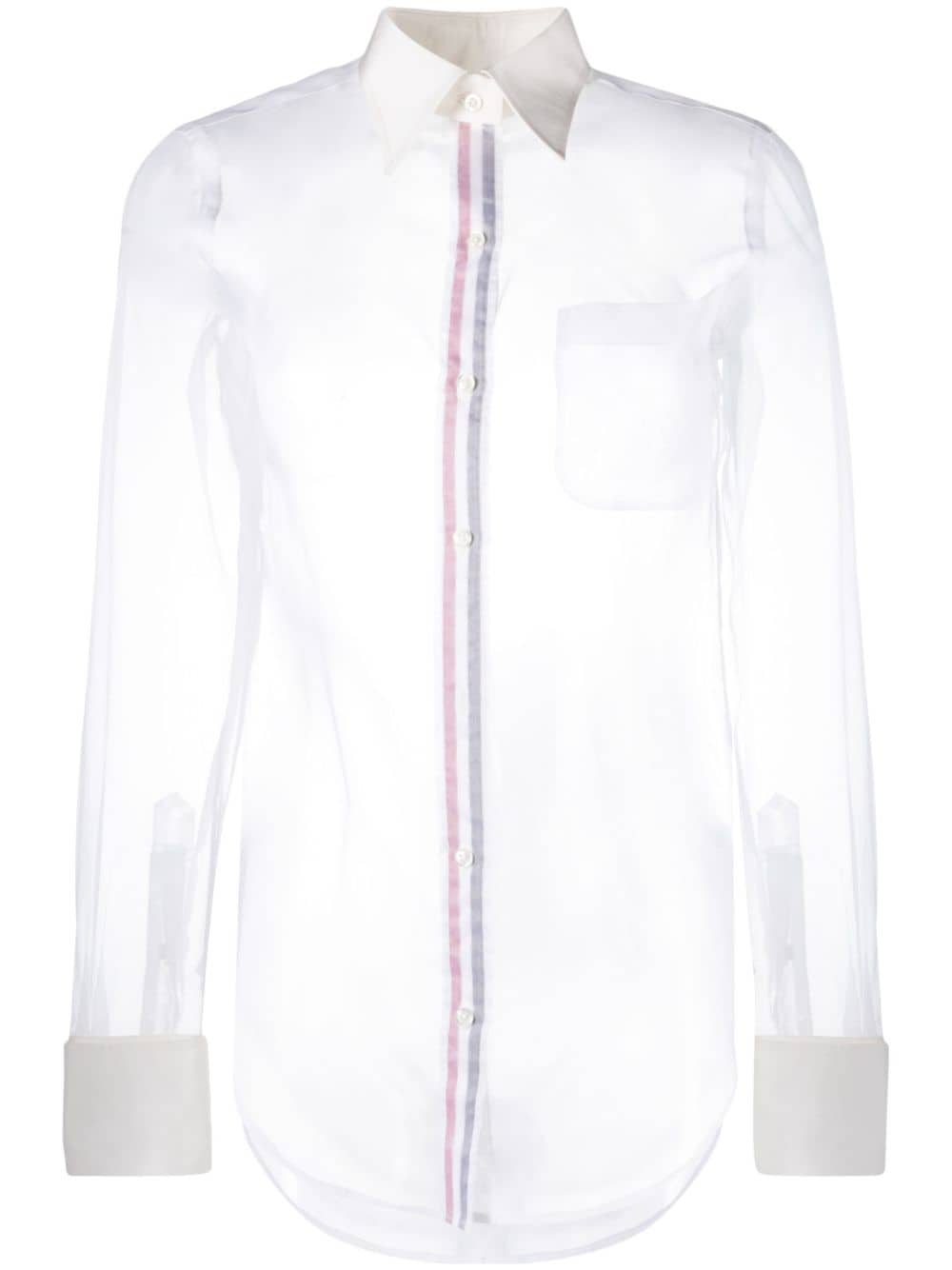 Thom Browne RWB-placket transparent silk shirt - White von Thom Browne
