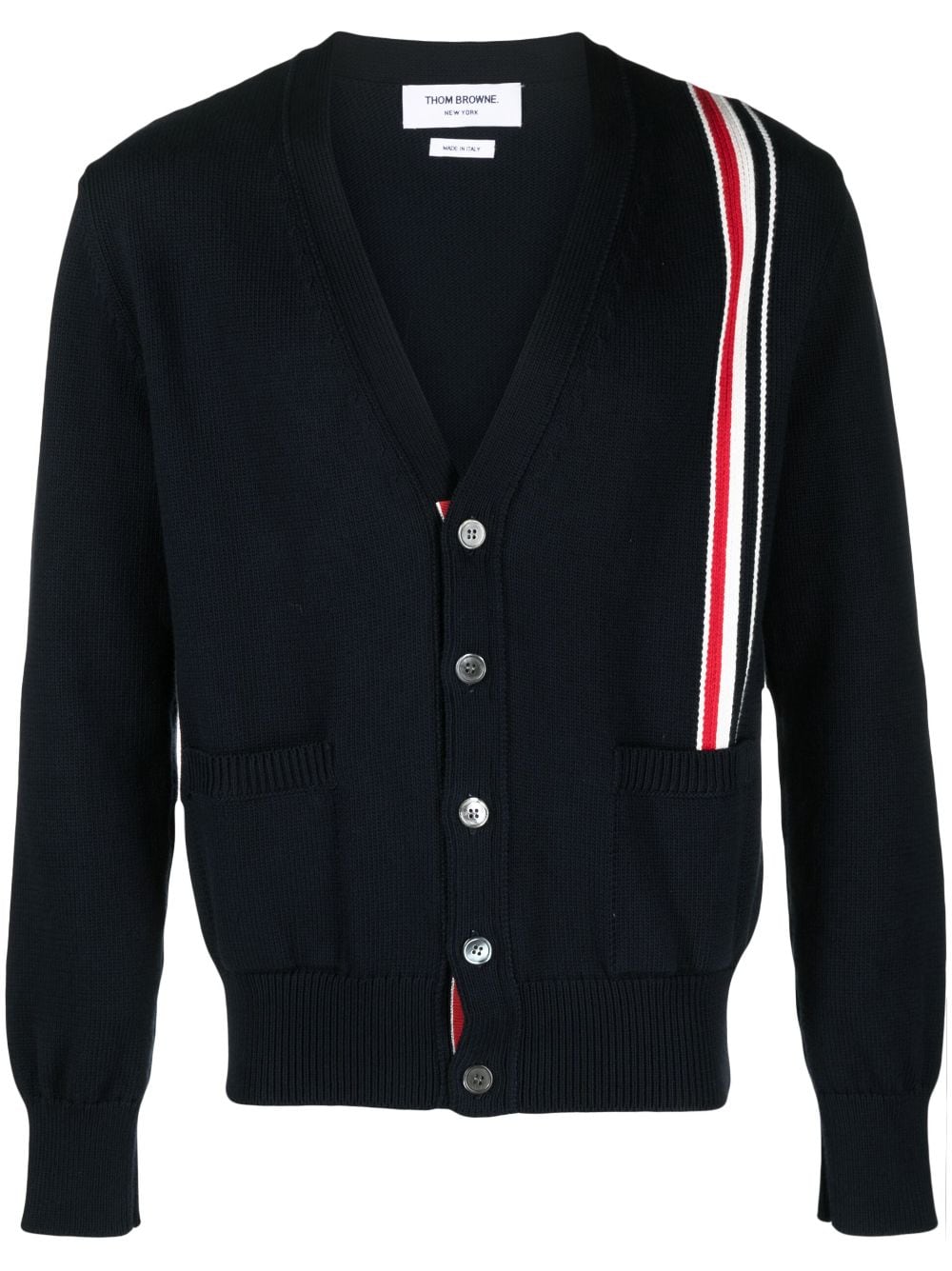 Thom Browne RWB stripe intarsia cotton cardigan - Blue von Thom Browne